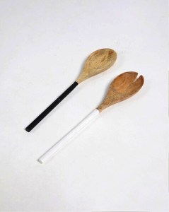 Ustensiles en bois bleu Serveurs à salade en bois de manguier Ensemble de 2 Serveurs à salade en bois Ensemble de 2 KETCHENWAR UNIQUE FAIT À LA MAIN - Product Image 1