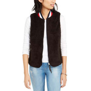 Gilet Invernale da Donna Tommy Hilfiger Nero Taglia M con Cappuccio, Colletto Ricamato, Tessuto Lavorato a Maglia Vintage Impermeabile - Product Image 1
