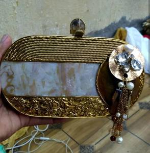 Classic mother of pearl <b>clutch</b> <b>Bag</b> with elegant clasp closure <b>For</b> Women <b>Wedding</b> Party At Very Low Price By HF CRAFTS - Product Image 4