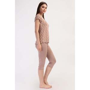 Conjunto de pantalón capri ovalado y blusa con lazo en el cuello de viscosa y lycra para mujer - TOZPEMBE001 - TOZPEMBE001 - Product Image 4