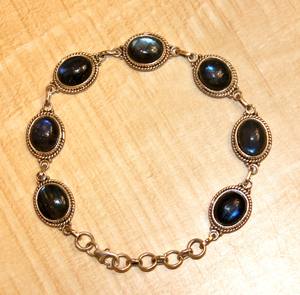 Pulsera de estilo bohemio de Plata de Ley 925 hecha a mano con piedras preciosas naturales labradorita piedra de cristal curativa regalo para fanáticos - Product Image 1