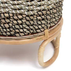 Maceta de ratán alto tejida con algas marinas que mejora los interiores de las casas para uso en el suelo - Product Image 4