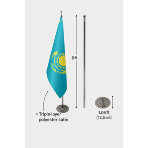 Drapeau d'intérieur officiel du Kazakhstan, impression numérique personnalisée, bannière en polyester, mât en aluminium, assurance automobile, éducation - Product Image 6