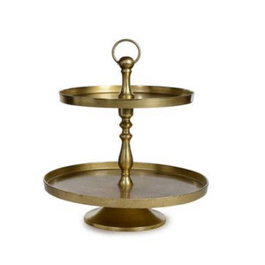 Servidor de dos niveles de hoja de latón antiguo de aluminio fundido - Product Image 4