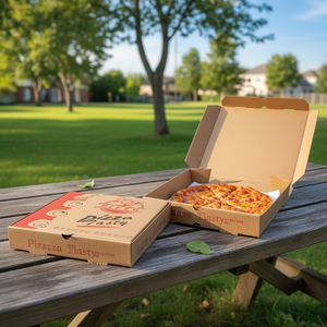 Premium Eco-Friendly Kraft Paper <b>Pizza</b> Packaging <b>Box</b> with Ventilation Holes Microwave Safe for Fresh Baked <b>Pizza</b> Takeaway - Product Image 6