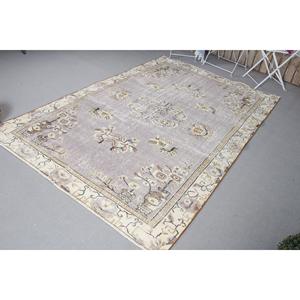 Tapis turc, grand tapis de 5,3 x 8 pieds, tapis en laine gris et blanc - Product Image 3