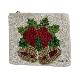 Beaded Snowman Coin Purse Festive Winter Snowman Beaded Coin Purse Handcrafted Holiday Bead Embroidery Clutch - Product Image 2