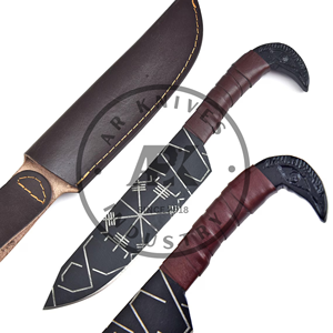 Couteau de survie artisanal en acier à haute teneur en carbone, lame en acier à haute teneur en carbone, étui en cuir, OEM personnalisable, qualité industrielle, couteaux AR - Product Image 4