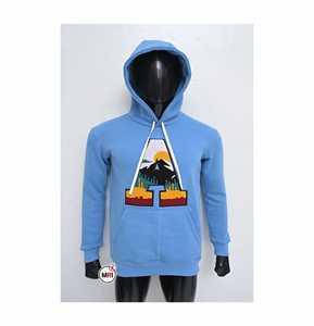 Sweat-shirt à capuche bleu pour homme de haute qualité, imprimé lettres, avec poche, décontracté, en coton tricoté, coupe classique, pour l'hiver, en polaire brodée - Product Image 5