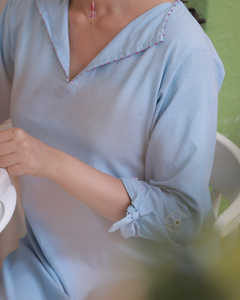 Vestidos largos de tendencia Patrón sólido lindo Diseño personalizado Traje informal occidental Verano Primavera Cintura natural 100% Algodón - Product Image 4