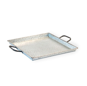 Amazing Design Metal Rustic Galvanized Serving <b>Tray</b> with Metal Handles Perfect to Serve Food and <b>Drinks</b> for Parties - Product Image 6
