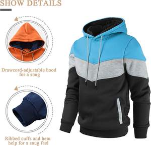 Conjunto de sudadera de algodón 2025 OEM 100% para hombre, Sudadera con capucha de gran tamaño con panel de manga larga, Sudadera con capucha al por mayor en color de primavera - Product Image 4