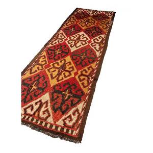 Alfombra de Lana Geométrica 3D Clásica Nuray, Roja y Naranja, Anudada a Mano, Rectangular Grande para Sala de Estar o Pasillo - Modelo Paem-655 - Product Image 2