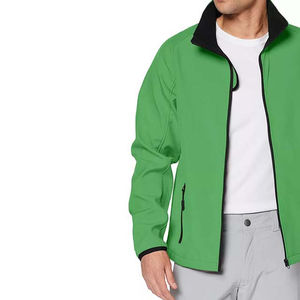 Vestes Softshell de Haute Qualité à Design Personnalisé pour Hommes, Col Montant, Polyester Nylon, Fermeture Éclair, Couleur Verte Unie - Product Image 3