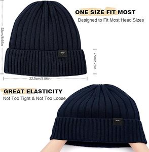 Bonnets unis chauds de ski, bonnets de mode avec cache-oreilles, bonnets unisexes en tricot d'hiver pour hommes, bonnets en tricot pour hommes et femmes - Product Image 3
