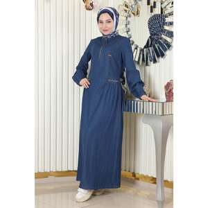 Robe en jean décontractée avec fermeture éclair - Product Image 1