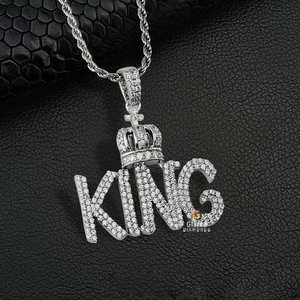 Pendentif Hip Hop Lettre Personnalisée pour Homme en Or Blanc 10K avec Brillant Lab Grown VVS Clarity D Diamants Incolores Cadeau - Product Image 1