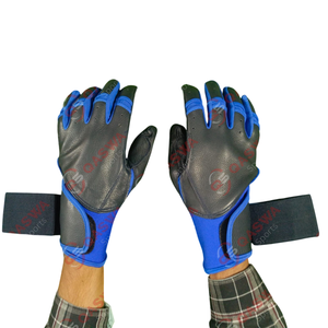 Gants de frappeur en cuir combo noir et bleu pour les joueurs de baseball Prix bon marché Protection des mains Gants de frappeur de baseball - Product Image 3