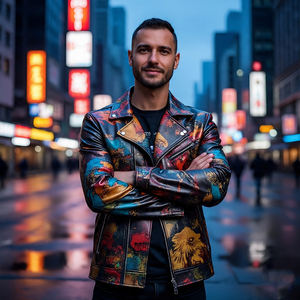 Chaquetas de Motociclista de Cuero Genuino Impermeables para Hombre, Estilo Urbano, para Invierno |   Cierre de Cuello con Cremallera - Product Image 1