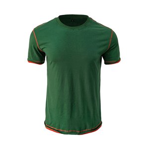 Camisetas de cuello redondo para hombre, diseño de logotipo personalizado, Color sólido con ribete de contraste, gran oferta, Camiseta estampada de tela de Jersey, peso de 220 gramos - Product Image 3