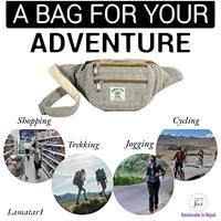 Tas Pinggang Kanvas Katun Nepal Buatan Tangan Bergaya 4 Kantong Resleting Lipat Ramah Lingkungan Tas Selempang Olahraga Luar Ruangan Musim Panas