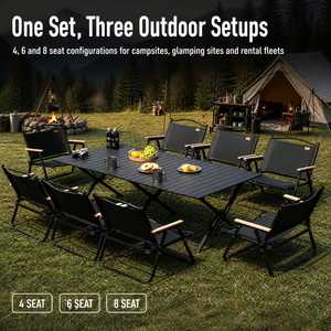 Juego de Mesa y Sillas Plegables de Aluminio y Acero para <span class=keywords><strong>Camping</strong></span>, <span class=keywords><strong>4</strong></span>, 6 y 8 Plazas, en Stock, Muebles de Exterior para Glamping, Alquiler, Venta al Por Mayor - Product Image 4