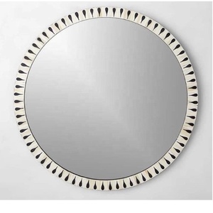 Handmade Antique Replica Bone <b>Mirror</b> <b>Frame</b> Blue Bone Inlay Round <b>Mirror</b> Decorative for Living Room Wall Decor Inlay Craft - Product Image 6