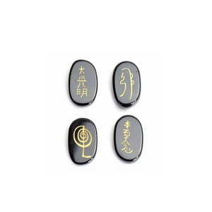 Agate noire usui reiki de haute qualité avec symbole reiki Feng Shui ensemble pierre naturelle guérison usui cristal reiki pierre précieuse en gros - Product Image 1
