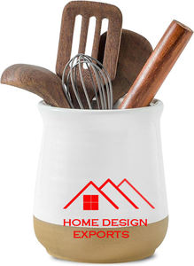 Porte-ustensiles en fil de fer plaqué or de qualité supérieure Accessoires de cuisine les plus vendus avec base en bois pour fourchettes - Product Image 4