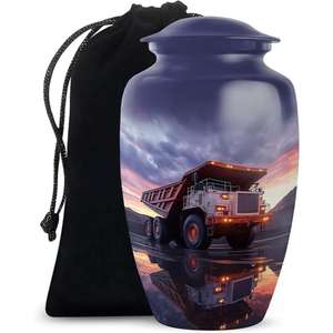 โกศทองเหลืองทำด้วยมือสำหรับขี้เถ้าของมนุษย์โกศใส่เถ้ากระดูกทาสีฟ้าสำหรับฝังขี้เถ้าจากอินเดีย - Product Image 4