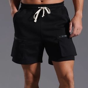 2025 pantalones cortos de baloncesto sexis con patrón sólido para hombre, pantalones cortos deportivos de secado rápido hasta la rodilla, bolsillos frontales con cremallera para ropa informal de gimnasio - Product Image 5