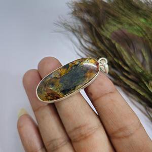 Piedra preciosa Pietersite natural 925 colgante de plata esterlina colgante de declaración colgante hecho a mano colorido completo fuego Pietersite - Product Image 3