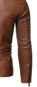 Veste décontractée durable pour homme, légère, coupe-vent, en cuir, avec col montant, design uni et tendance - Product Image 6