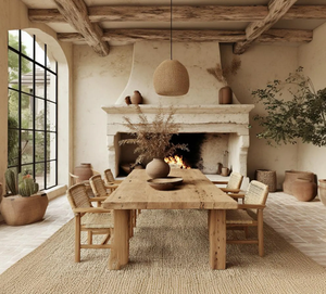 Mesa de Comedor KALATRI de Madera Maciza Hecha a Mano, Ecológica, Ensamblada, Estilo Rústico, Moderno, con Detalles Metálicos - Product Image 2