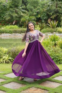 Vestido Kurti bordado de lentejuelas de algodón a la moda para mujer, traje Dupatta, ropa larga de fiesta para bodas, eventos para niñas, India 2025 - Product Image 4