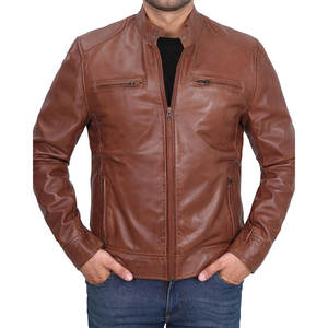 Veste bomber en cuir pour homme personnalisée authentique avec col montant et fermeture éclair Vestes pour homme - Product Image 4