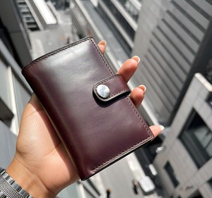 Cartera plegable minimalista delgada con bloqueo RFID para mujer, Clip para dinero de cuero genuino Real, monedero de longitud corta, Color gris - Product Image 5