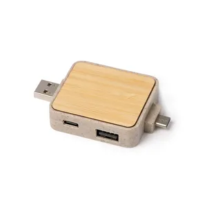 Hub USB Personalizzabile in Fibra di Grano Caco, Gadget Promozionale Personalizzato - Product Image 1