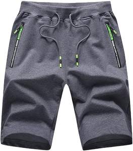 <b>Men's</b> 100% Cotton Workout Casual <b>Shorts</b> <b>with</b> <b>Zipper</b> <b>Pockets</b> and Elastic Waist Solid Pattern Eco-Friendly Plain Dyed - Product Image 2