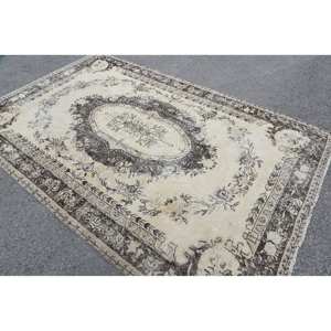 พรมสไตล์ตุรกีโบราณขนาดใหญ่6.4x9.7ฟุตลายปะต่อสีน้ำตาลเบจคลาสสิกน้ำยางวัสดุขนสัตว์สำหรับห้องนอนห้องโถง - Product Image 4