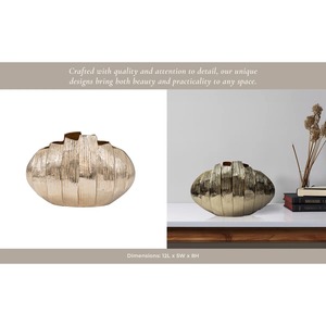 Lot de 3 vases dorés Vases décoratifs artisanaux idéaux pour les centres de table ou les présentoirs indépendants d'Inde - Product Image 2