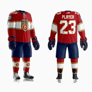 Vente en gros de logo personnalisé Maillot de hockey sur glace Plusieurs équipements de hockey Combinaison de glace Veste longue Maillots de hockey Fournisseur de maillots de hockey - Product Image 5