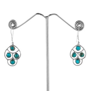 Cuivre Turquoise pierres précieuses boucles d'oreilles 925 solide en argent Sterling forme ronde boucles d'oreilles pour femmes filles balancent boucles d'oreilles bijoux - Product Image 1