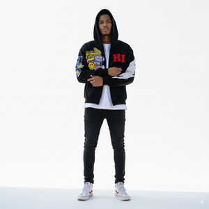 Sweat à capuche streetwear personnalisé et surdimensionné pour hommes, délavé à l'acide, broderie de logo, marque privée avec fermeture éclair vintage disponible - Product Image 2