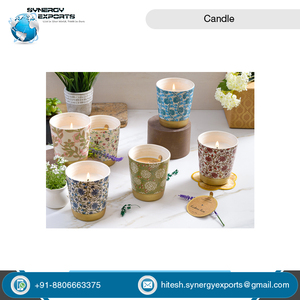 Fornitore di origine indiana che vende candela per barattolo di aromaterapia candela per bicchiere con decalcomania floreale Botanica profumata bianca da 8 once - Product Image 2