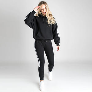 Sweats à capuche et sweatshirts à capuche pour femmes en coton biologique personnalisés Jogger Jumpers Gym Crop Top Oversize Ensemble de vêtements à capuche pour femmes - Product Image 4