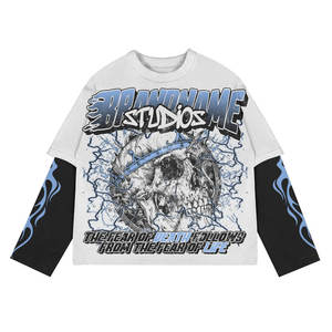 Camiseta Moderna para Hombre con Estampado, Estilo Urbano Vanguardista, Lavado Ácido, 100% Algodón, Talla Grande - Product Image 4