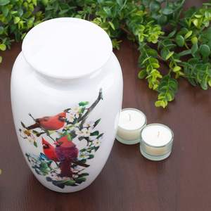 Urne funéraire Cardinal rouge | Urne commémorative adulte de cendres humaines, enterrement, urnes funéraires funéraires | 200 pouces cubes adulte - Product Image 6