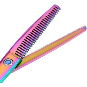 Vente en gros Ciseaux de coiffeur à étamer Ciseaux à effiler en acier inoxydable revêtus de titane pour salon de beauté - Product Image 4