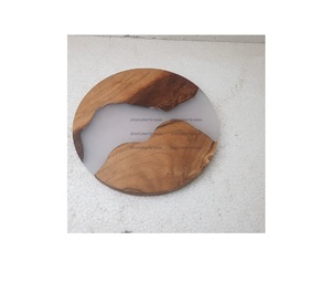 <b>Table</b> Decoration Wood & <b>Resin</b> Round Shape Brown White Coasters <b>Table</b> Decorate And Birthday Party kitchenware Used At Best Price - Product Image 1